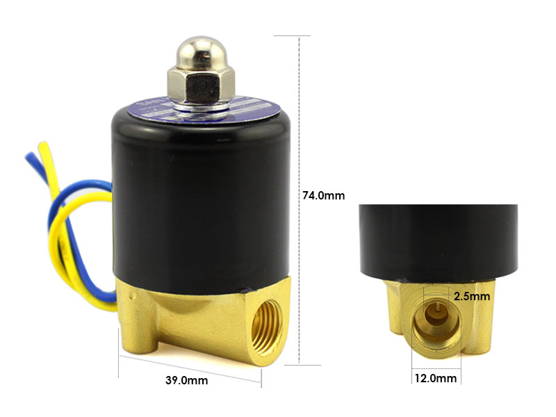 Brass Liquid Solenoid Valve 12V, 1/4NPS (ERACS23075N) RLX COMPONENTS